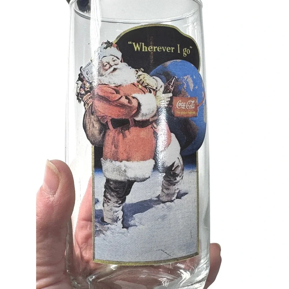 Coca Cola Santa Claus Glass Haddon Sundblom 1943‎ Wherever I Go Series II